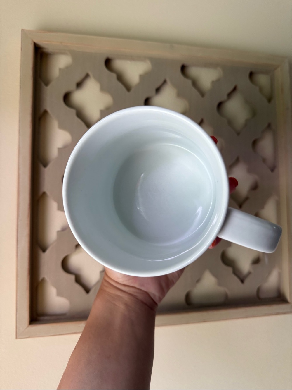 Starbucks White Ceramic Mug with Red Rim and Gold Logo - Picture 3 of 4
